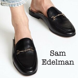 Sam Edelman Linnie Black Leather Slip-On Mules Size 6.5